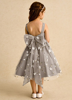 Azazie Bean Flower Girl Dresses Taupe Ball-Gown Sleeveless Tulle Dress image2
