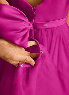 Azazie Pumpkin Flower Girl Dresses Fuchsia A-Line Convertible Tulle Dress image5