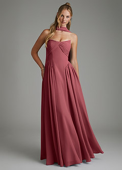 Azazie Evan Bridesmaid Dresses Merlot A-Line Strapless Chiffon Dress image4