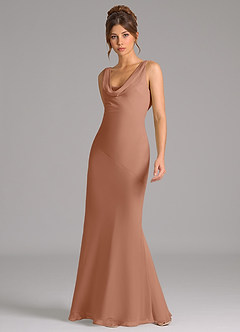 Azazie Rylina Brautjungfernkleider Meerjungfrau-Linie Plissee Chiffon Kleid Bronzer image5