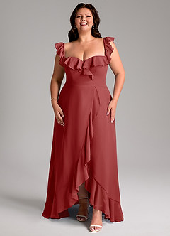 Azazie Lyra Bridesmaid Dresses Rust A-Line Chiffon Convertible Dress image15