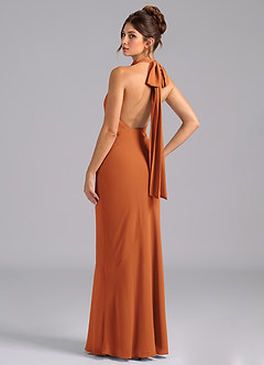 Azazie Velli Bridesmaid Dresses Cinnamon Mermaid Bow Chiffon Dress image7