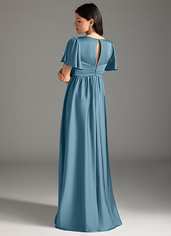 Azazie Verna Maternity Bridesmaid Dresses A-Line Ruched Stretch Satin Floor-Length Dress image2