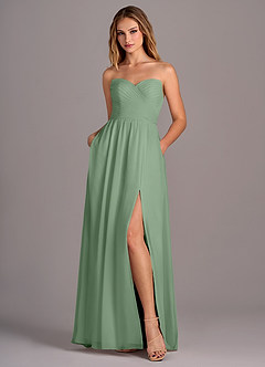 Azazie Joni Bridesmaid Dresses Matcha A-Line Strapless Chiffon Convertible Dress image6