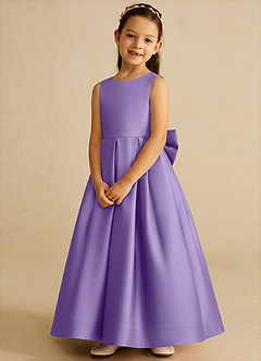 Azazie Cailee Blumenmädchenkleider Ballkleid Plissee Matte Satin Kleid Tahiti image4