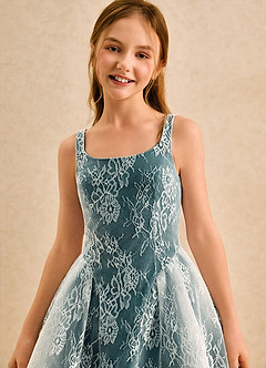 Azazie Cubbie Girls Formal Blumenmädchenkleider A-Linie Spitze Kleid Kiefer image6