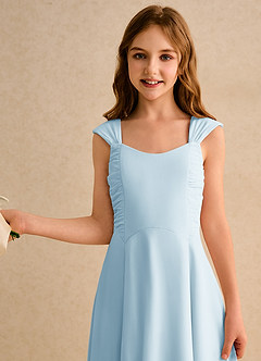 Azazie Oasis Junior Formal Flower Girl Dresses Sky Blue A-Line Pleated Chiffon Dress image6