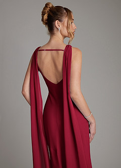 Azazie Essence Bridesmaid Dresses Burgundy Sheath Chiffon Dress image7