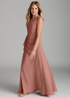 Azazie Maive Junior Agave A-Line Pleated Chiffon Dress image5