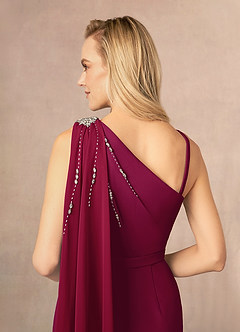 Azazie Gianna Mother of the Bride Dresses Burgundy One Shoulder Stretch Crepe Dress image5