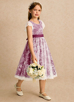 Azazie Maisie Flower Girl Klänningar Klänning A-linje i Spets image4