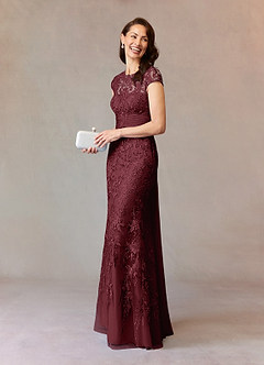 Azazie Jamila Kleider für die Brautmutter Meerjungfrau-Linie Spitze Kleid Cabernetrot image1