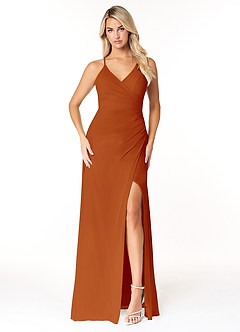 Azazie Ariella Final Sale Agave A-Line Pleated Chiffon Dress image1