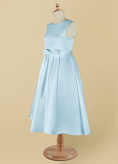Azazie Coco Flower Girl Dresses Sky Blue A-Line Bow Matte Satin Dress image10