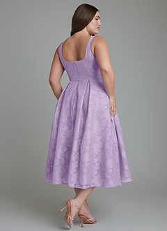 Azazie Amalie Bridesmaid Dresses Lilac A-Line Pleated Floral Burnout Dress image11