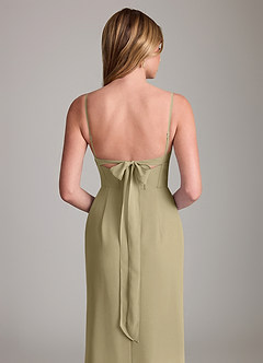 Azazie Mai Bridesmaid Dresses Moss Green Sheath Pleated Chiffon Dress image6