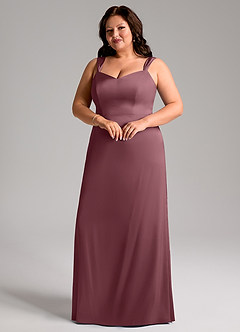 Azazie Denice Bridesmaid Dresses Desert Rose Sheath Pleated Stretch Satin Dress image6
