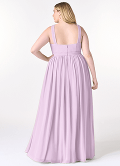 Azazie Elvira Bridesmaid Dresses Frosted Lilac A-Line Pleated Chiffon Dress image8