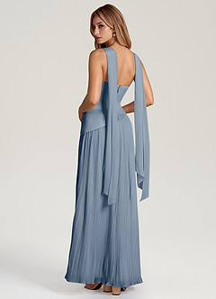 Azazie Tierney Robes de demoiselle d'honneur Robe Trapèze Convertible en Mousseline de soie Sans bretelle Violet Crépusculaire image4