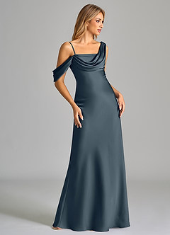 Azazie Celina Bridesmaid Dresses Twilight Sheath Off the Shoulder Stretch Satin Dress image5