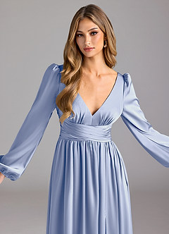 Azazie Norah Brautjungfernkleider A-Linie Stretch-Satin Kleid Eis image5
