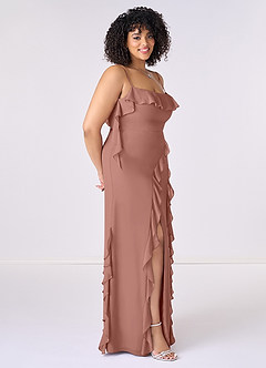 Barbie ♥ Azazie Bridesmaid Dresses Cedar Rose Sheath Bow Chiffon Dress image9