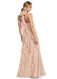 Azazie Velma At-home Try On Dresses Wisteria A-Line Side Slit Chiffon Dress image2