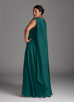 Azazie Isa Mother of the Bride Dresses Peacock A-Line V-Neck Pleated Chiffon Dress image12