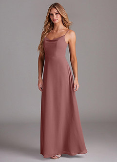 Azazie Daenerys Bridesmaid Dresses Desert Rose A-Line Cowl Chiffon Dress image4