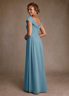 Azazie Myrtle Kleider für die Brautmutter A-Linie Plissee Chiffon Kleid Stimmungsvolles Blau image2