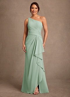 Azazie Floy Mother of the Bride Dresses Agave Sheath One Shoulder Chiffon Dress image1