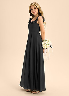 Azazie Callie Junior Black A-Line Ruched Chiffon Dress image7