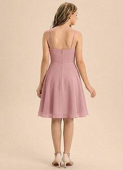 Azazie Lumi Junior Vestido de Rosa Polvorienta de Gasa de Corte en A con Plisado image5