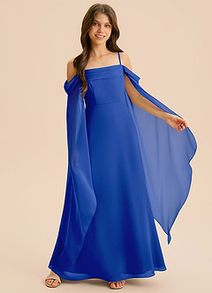 Azazie Moana Junior Linia A Pofałdowany Szyfon Długość podłogi Młodsza druhna Sukienka image6