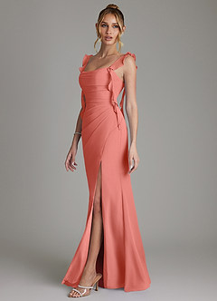 Azazie Jessamine Bridesmaid Dresses Salmon Pink Mermaid Corset Chiffon Dress image5