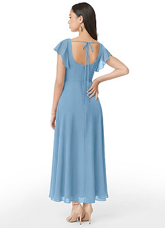 Azazie Bondi Bridesmaid Dresses Steel Blue A-Line Ruched Chiffon Dress image5