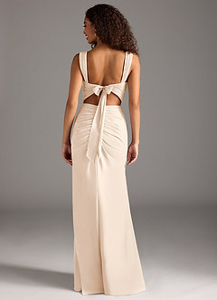 Azazie Jesaphine Bridesmaid Dresses White Alabaster Sheath Bow Chiffon Dress image2