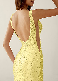Roxana Lemon Sorbet V-neck Hot Rhinestones Corset Prom Dress image6