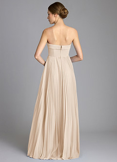 Azazie Mariana Vestidos de damas de honor Vestido de Alabastro Blanco de Gasa de Corte en A con Sin tirantes image5