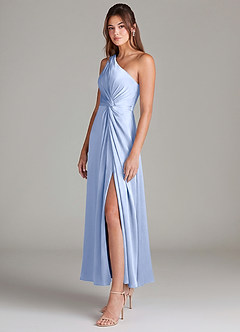 Azazie Brooke Suknie dla druhen Linia A Jedno ramię Satyna elastyczna Długość kostki Sukienka image5