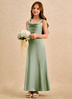 Azazie Raspberry Girls Formal Flower Girl Klänningar Klä A-Line i Stretch Satin Plisserad image1