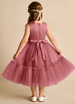 Azazie Miracle Sukienki dla dziewczynek sypiących kwiaty Linia A Ukłon Matowy satynowy Długość herbaty Sukienka image2