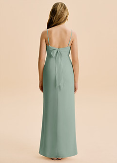 Azazie Mai Junior Vestido de Salvia Plateada de Gasa de Corte Recto con Plisado image2