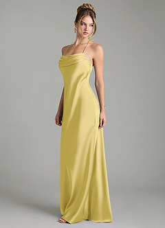 Azazie Mae Bridesmaid Dresses Canary Mermaid Pleated Stretch Satin Dress image4