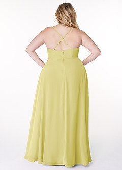 Azazie Naeem Bridesmaid Dresses Lemon Sorbet A-Line V-Neck Ruffle Chiffon Dress image8