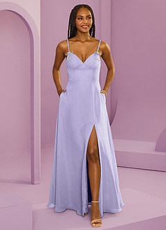 Barbie ♥ Azazie Bridesmaid Dresses Lilac A-Line with Pockets Chiffon Dress image6