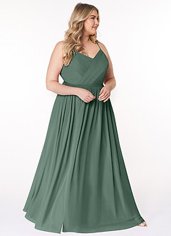 Azazie Cora Bridesmaid Dresses Sea Moss A-Line Pleated Chiffon Dress image9