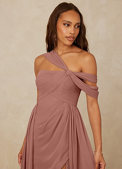 Christian Siriano Bridal for Azazie 1014 Bridesmaid Dresses Cedar Rose A-Line Off the Shoulder Chiffon Dress image7