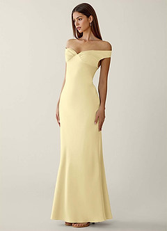 Gwendonme Lemon Sorbet Satin Crystal Linen Prom Dress image5