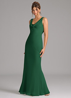 Azazie Rylina Bridesmaid Dresses Dark Green Mermaid Pleated Chiffon Dress image4